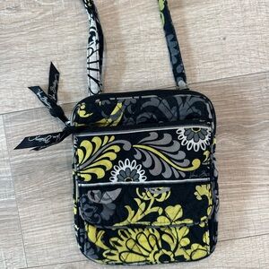 Vera Bradley Floral Crossbody Bag - Black and Yellow